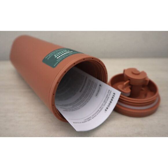 Starbucks 16oz Terracotta/Brown Recycled Plastic Triangle Shaped Tumbler - Picture 3 of 7